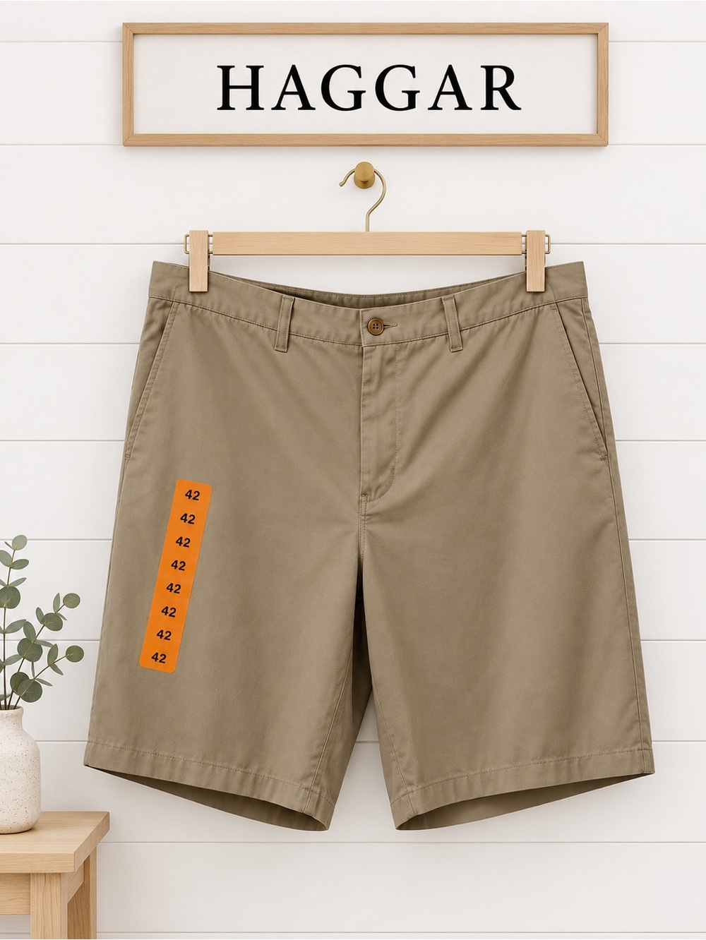 HAGGAR Khaki Shorts Size 42 Men’s Classic Beige (Set of 2)
